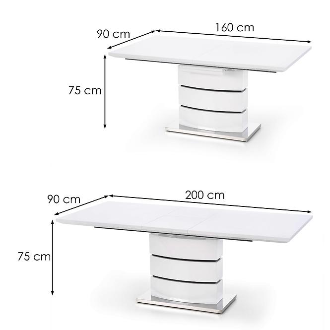 Stół rozkładany Nobel 160/200x90cm Mdf/Stal – Biały