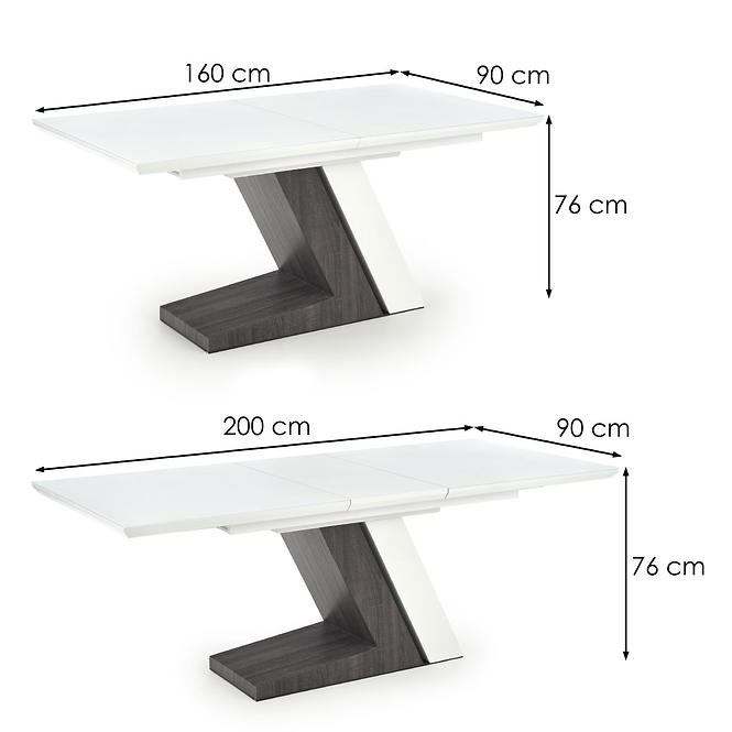 Stół rozkładany Mortis 160/200x90cm Mdf – Biały/Ciemny Popiel