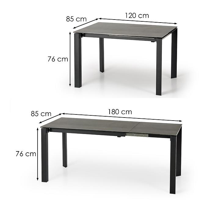 Stół rozkładany Horizon 120/180x85cm Blat/Stal – Humo/Czarny