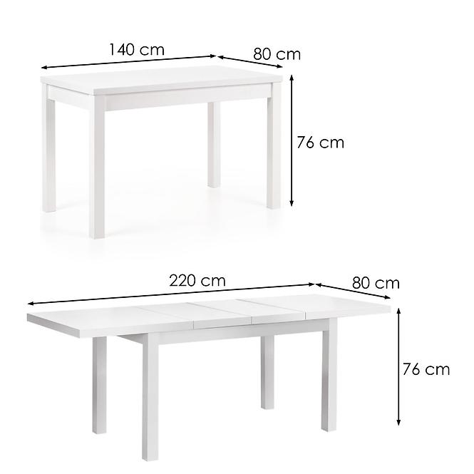 Stół rozkładany Tiago 2 140/220x80cm Płyta/Abs/Mdf – Biały