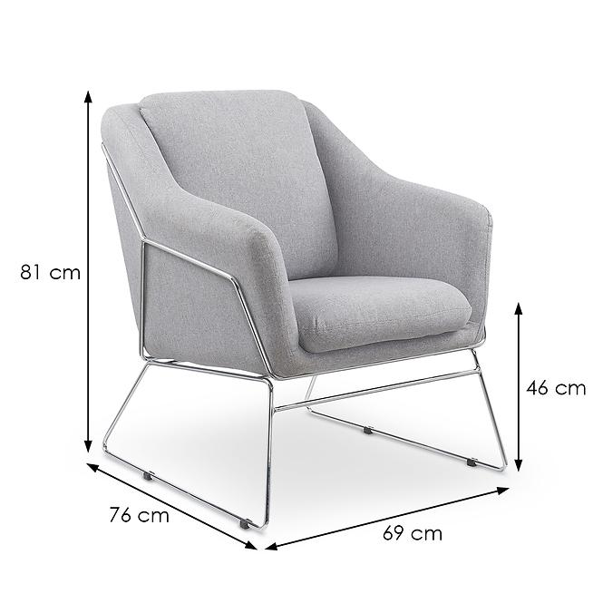 Fotel Soft jasny popiel/chromowane