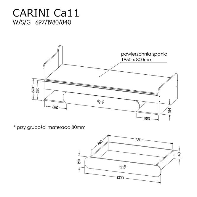 Łóżko Carini CA11 biały/jasny grafit