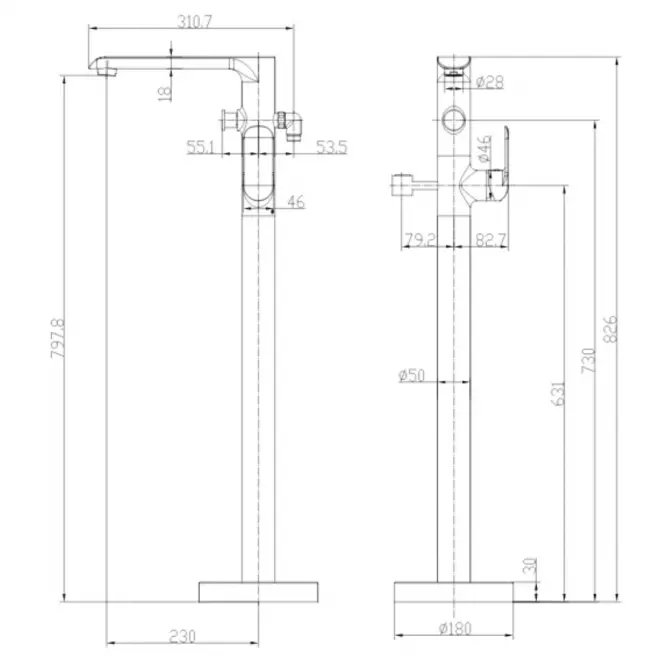 Bateria wannowa wolnostojąca Sacramento SC2333XCRB chrom-biały