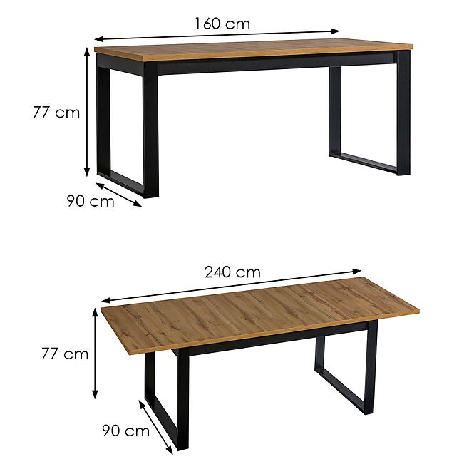 Stół rozkładany Lamelo  La14 160/240x90cm Dąb Wotan/Czarny Mat