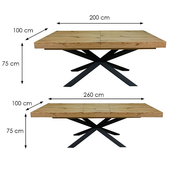 Stół rozkładany St-07 200/260x100cm dąb sękaty