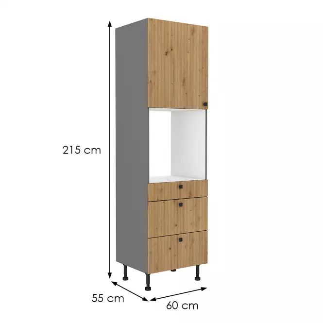 Szafka kuchenna AVA dąb artisan/antracyt 60dps-215 1f 3s