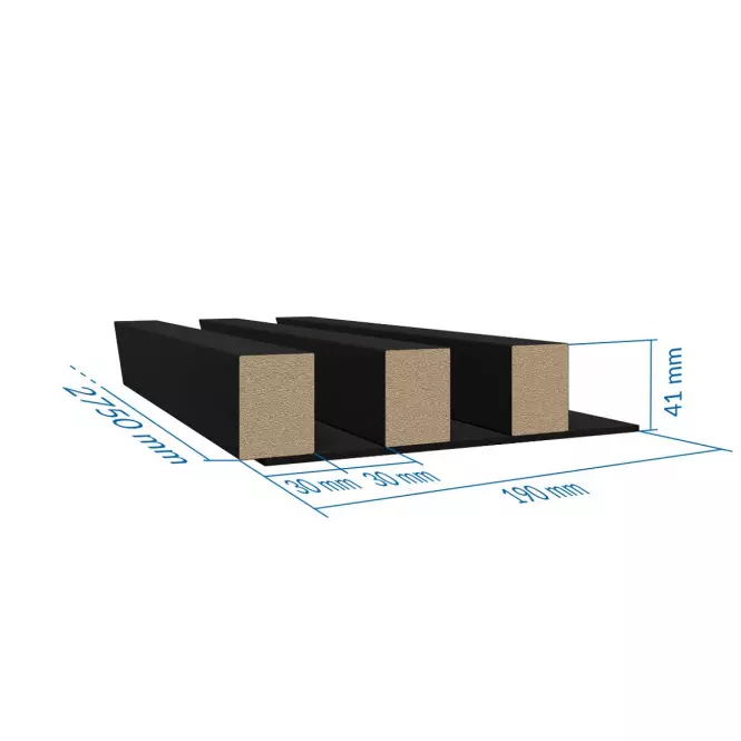 Panel lamelowy 3D MDF/HDF Czarny mat 41x190x2750