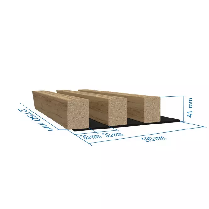 Panel lamelowy 3D MDF/HDF Dąb Catania 41x190x2750