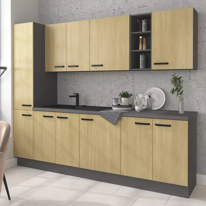 Kuchnia Scandi jodełka/antracyt 260 bez blatu