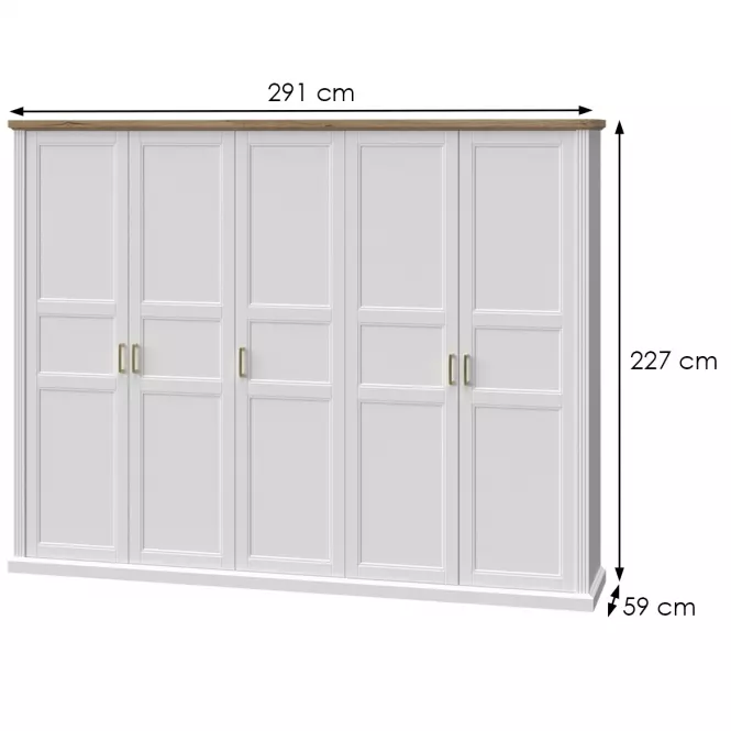 Szafa 5d Tara p5/ta white/pacific walnut