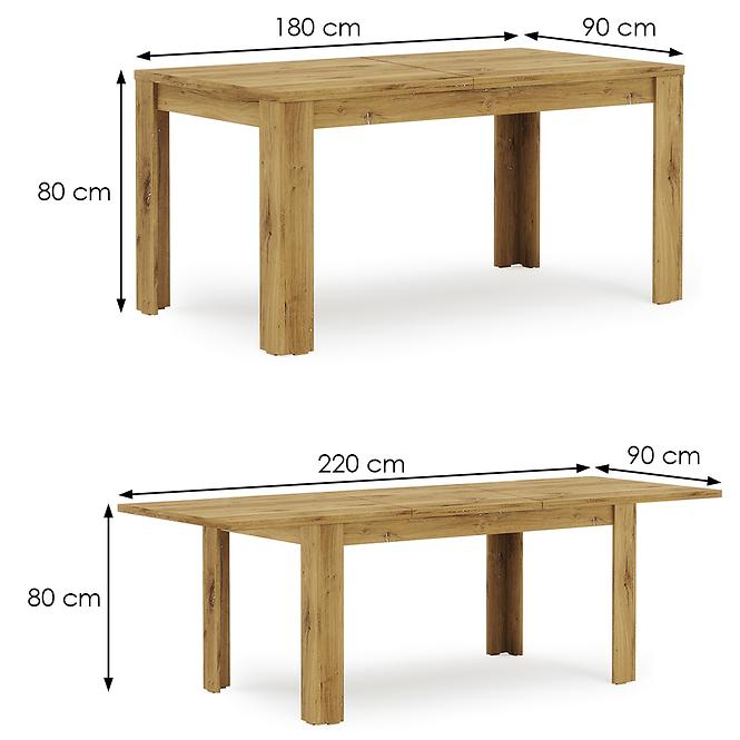 Stół rozkładany Miro 180/220x90cm dąb/grafit