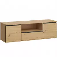 Szafka RTV Naxos dąb artisan/dąb artisan czarny mat