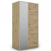 Szafa Capannoli 3s 2d lustro dąb artisan/biały