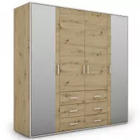 Szafa Capannoli 6s 4d lustro dąb artisan/biały