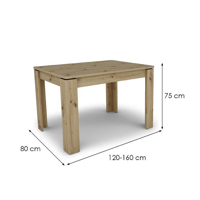 Stół rozkładany Capannoli 120/160x80 cm dąb artisan/czarny