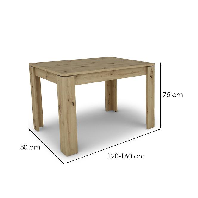 Stół rozkładany Capannoli 120/160x80 cm dąb artisan/biały