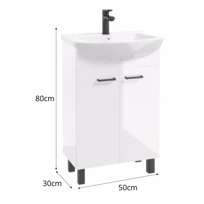 Zestaw szafka z umywalką NOVELTY D50 2D0S biała