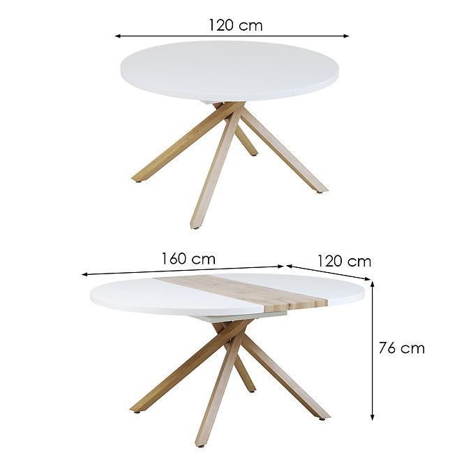 Stół rozkładany Virgo B10038a-120/160x120cm biały/natural