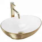 Umywalka nablatowa Sofia Gold Brush/White