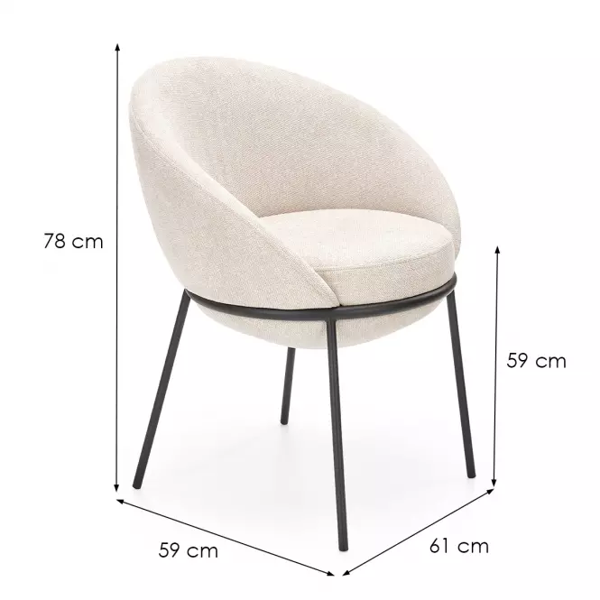 Krzesło K482 tkanina/metal beż 61x59x78