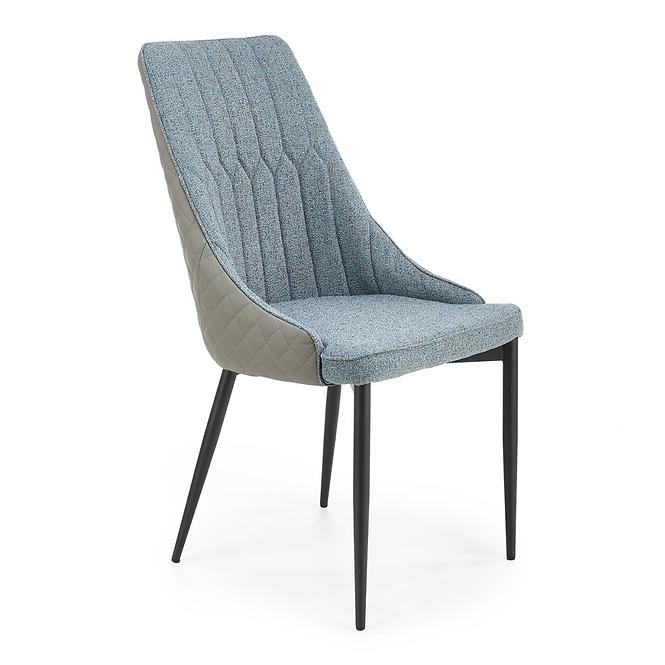 Krzesło K448 tkanina/ekoskóra/metal niebieski/jasny popiel