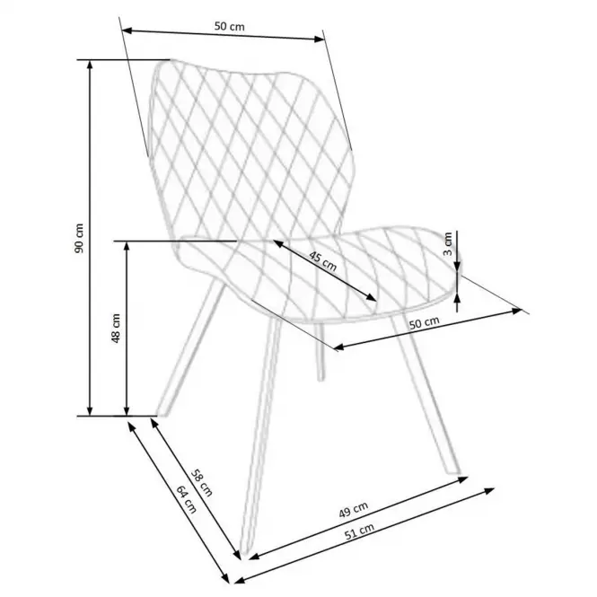 Krzesło K360 tkanina/metal beż 51x64x90