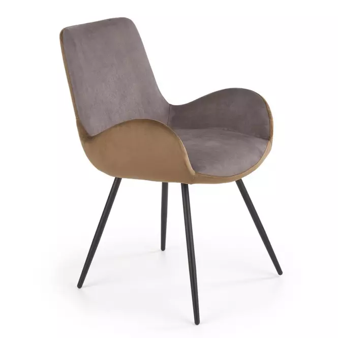 Krzesło K392 tkanina/metal ciemny popiel/brązowy 53x60x82