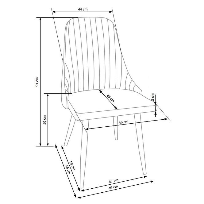 Krzesło K285 tkanina/metal ciemny popiel 56x49x91