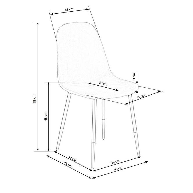 Krzesło K379 velvet/metal popiel 45x48x88