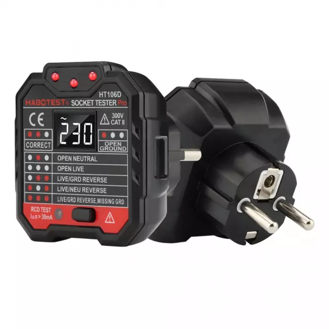 Habostest Tester Gniazd z Wyświetlaczem Cyfrowym HABOTEST HT106D