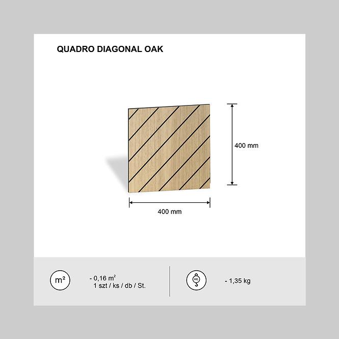 Panel frezowany Quadro Diagonal dąb 40x40 cm MDF