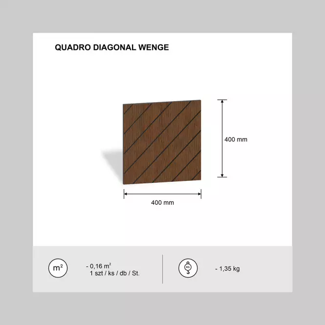 Panel frezowany Quadro Diagonal wenge 40x40 cm MDF