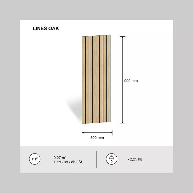 Panel frezowany Lines dąb 90x30 cm MDF