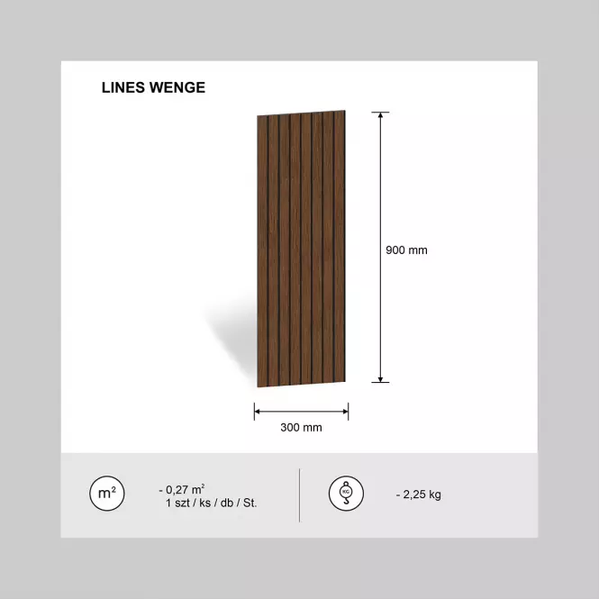 Panel frezowany Lines wenge 90x30 cm MDF