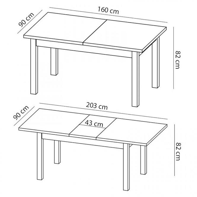 Stół rozkładany Kora ST 160/203x90cm samoa king