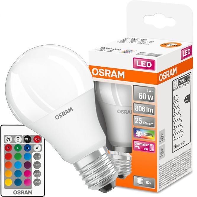 Żarówka LED OSRAM A60 E27 9,7W RGB+PILOT
