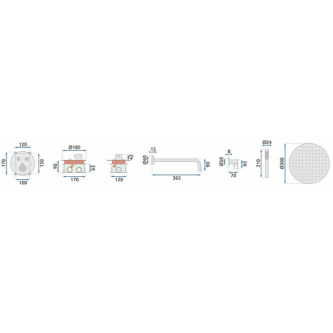Zestaw natryskowy termostatyczny Lungo-Miller biały Rea P6614