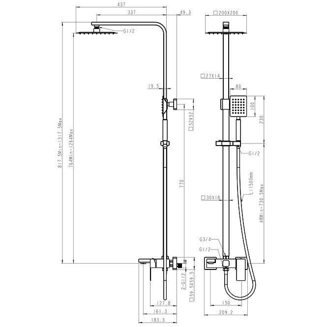 System wannowo-natryskowy Remi X 1-f Inox