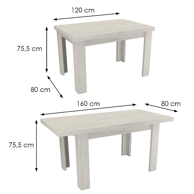 Stół rozkładany mały Kora 120/160x80cmx80 kraft biały