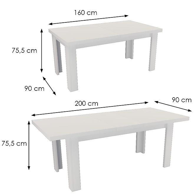 Stół rozkładany duży 160/200x90cm biel alpejska