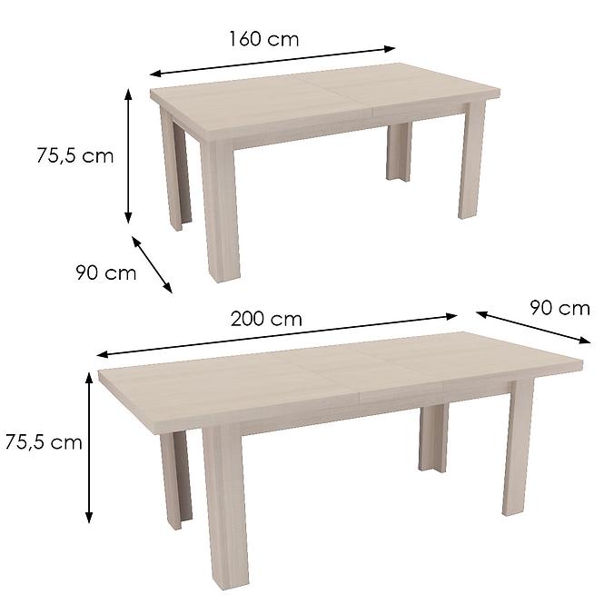 Stół rozkładany duży 160/200x90cm dąb santana