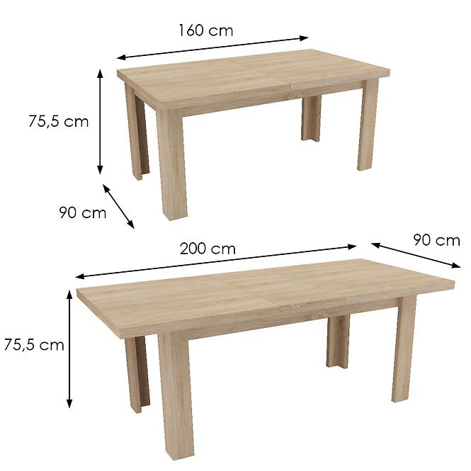 Stół rozkładany duży 160/200x90cm dąb sonoma