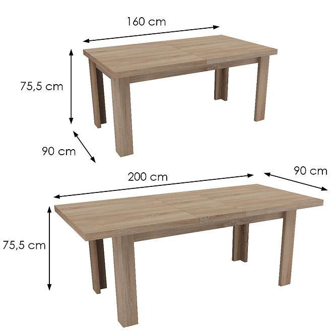 Stół rozkładany duży 160/200x90cm dąb truflowy