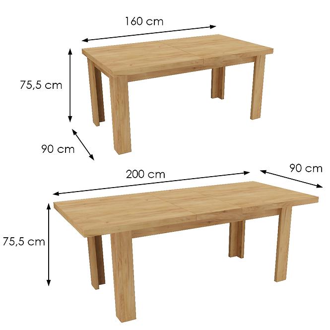 Stół rozkładany duży 160/200x90cm kraft złoty