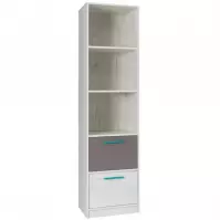 Regał Rest R08 wąski popiel/dąb biały 50/195
