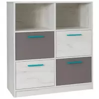 Komoda Rest R04 4SZ popiel/dąb biały