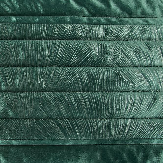 EUROFIRANY PREMIUM welwetowa narzuta z ozdobną aplikacją z motywem liści miłorzębu 220x240 zielony 382109