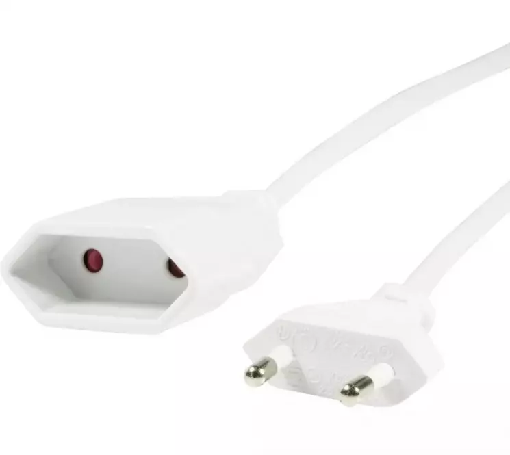 Przedłużacz euro 28216  H03VV-F 2x0,75 1,5M biały