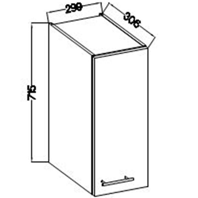 Szafka Kuchenna Lara 30g-72 1f Mdf Biały Połysk