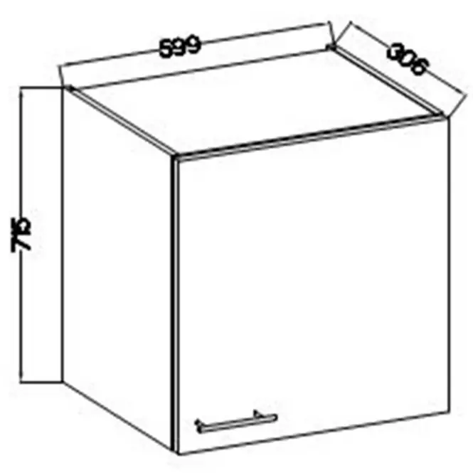 Szafka Kuchenna Lara 60g-72 1f Mdf Szary Połysk
